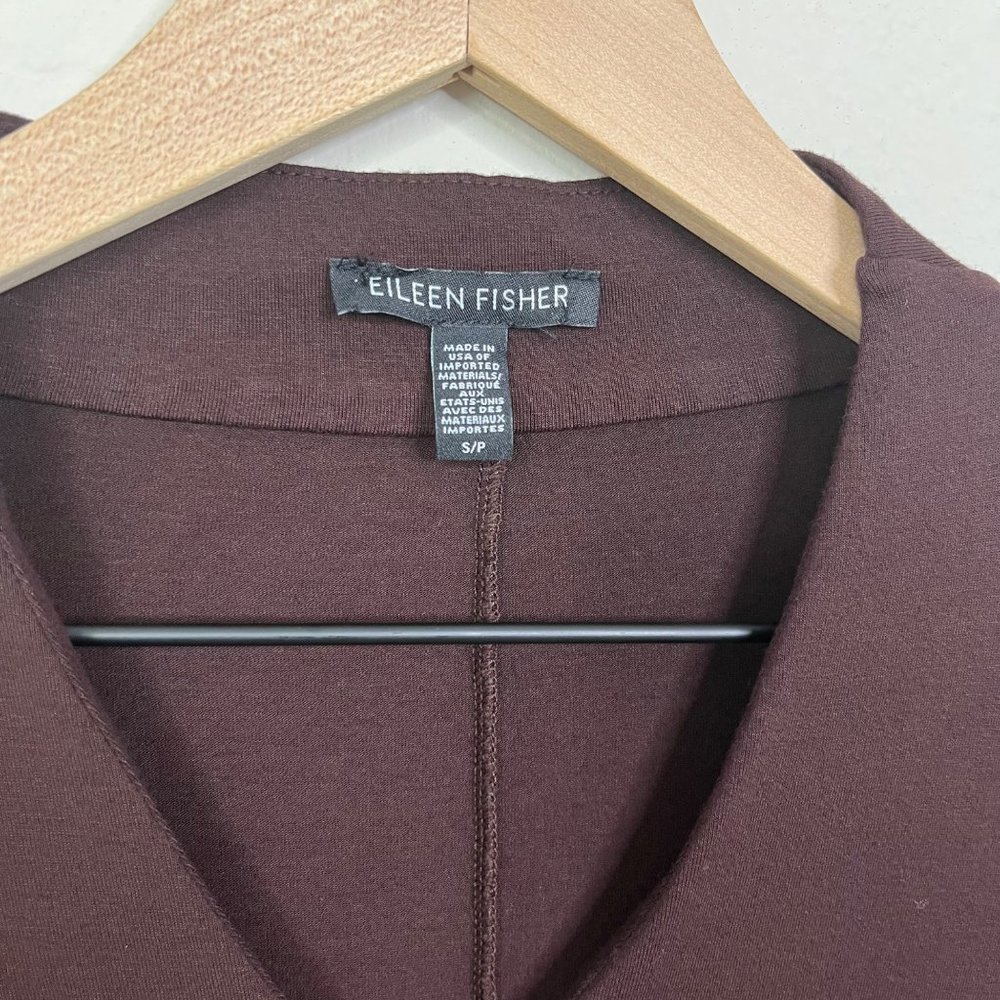 Eileen Fisher Women's Brown V-Neck Calf Length Dress Size Small Long Sleeve - Picture 6 of 12